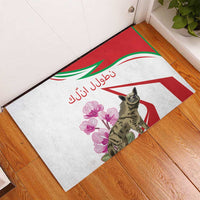 Lebanon Striped Hyena Rubber Doormat With Cyclamen Flowers - Wonder Print Shop