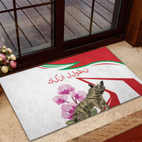 Lebanon Striped Hyena Rubber Doormat With Cyclamen Flowers - Wonder Print Shop
