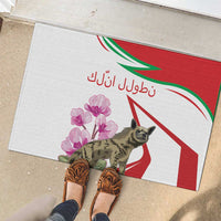 Lebanon Striped Hyena Rubber Doormat With Cyclamen Flowers - Wonder Print Shop