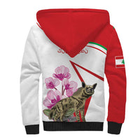 Lebanon Striped Hyena Sherpa Hoodie With Cyclamen Flowers - Wonder Print Shop