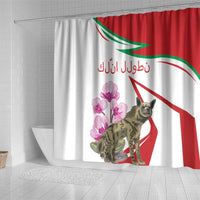 Lebanon Striped Hyena Shower Curtain With Cyclamen Flowers