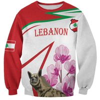 Lebanon Striped Hyena Sweatshirt With Cyclamen Flowers - Wonder Print Shop
