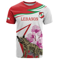 Lebanon Striped Hyena T Shirt With Cyclamen Flowers - Wonder Print Shop