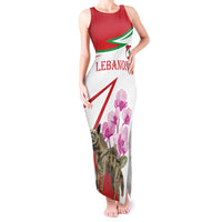 Lebanon Striped Hyena Tank Maxi Dress With Cyclamen Flowers - Wonder Print Shop