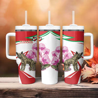 Lebanon Striped Hyena Tumbler With Handle With Cyclamen Flowers - Wonder Print Shop