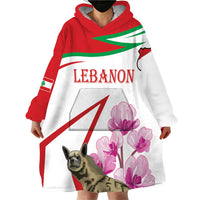 Lebanon Striped Hyena Wearable Blanket Hoodie With Cyclamen Flowers - Wonder Print Shop