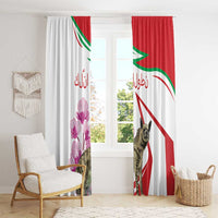 Lebanon Striped Hyena Window Curtain With Cyclamen Flowers - Wonder Print Shop