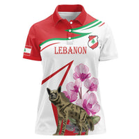 Lebanon Striped Hyena Women Polo Shirt With Cyclamen Flowers - Wonder Print Shop
