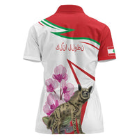 Lebanon Striped Hyena Women Polo Shirt With Cyclamen Flowers - Wonder Print Shop