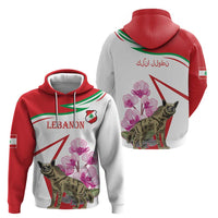 Lebanon Striped Hyena Zip Hoodie With Cyclamen Flowers - Wonder Print Shop