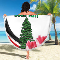 Custom Lebanon Independence Day Beach Blanket Cyclamen Flowers Blooming - Wonder Print Shop