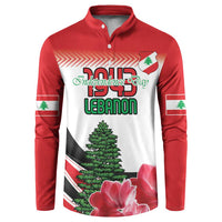 Custom Lebanon Independence Day Button Sweatshirt Cyclamen Flowers Blooming - Wonder Print Shop