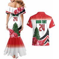 Custom Lebanon Independence Day Couples Matching Mermaid Dress and Hawaiian Shirt Cyclamen Flowers Blooming - Wonder Print Shop
