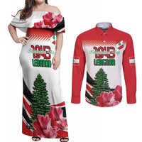 Custom Lebanon Independence Day Couples Matching Off Shoulder Maxi Dress and Long Sleeve Button Shirt Cyclamen Flowers Blooming - Wonder Print Shop