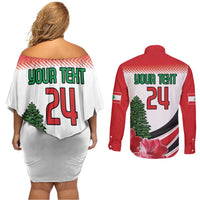 Custom Lebanon Independence Day Couples Matching Off Shoulder Short Dress and Long Sleeve Button Shirt Cyclamen Flowers Blooming - Wonder Print Shop
