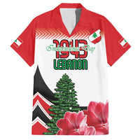 Custom Lebanon Independence Day Family Matching Long Sleeve Bodycon Dress and Hawaiian Shirt Cyclamen Flowers Blooming - Wonder Print Shop