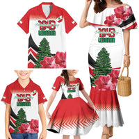 Custom Lebanon Independence Day Family Matching Mermaid Dress and Hawaiian Shirt Cyclamen Flowers Blooming - Wonder Print Shop