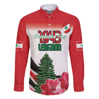 Custom Lebanon Independence Day Family Matching Off The Shoulder Long Sleeve Dress and Hawaiian Shirt Cyclamen Flowers Blooming - Wonder Print Shop