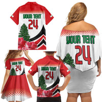 Custom Lebanon Independence Day Family Matching Off Shoulder Short Dress and Hawaiian Shirt Cyclamen Flowers Blooming - Wonder Print Shop