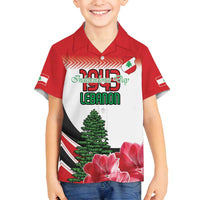 Custom Lebanon Independence Day Family Matching Puletasi and Hawaiian Shirt Cyclamen Flowers Blooming - Wonder Print Shop