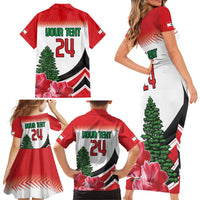 Custom Lebanon Independence Day Family Matching Short Sleeve Bodycon Dress and Hawaiian Shirt Cyclamen Flowers Blooming - Wonder Print Shop