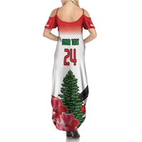 Custom Lebanon Independence Day Family Matching Summer Maxi Dress and Hawaiian Shirt Cyclamen Flowers Blooming - Wonder Print Shop