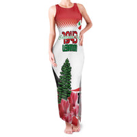 Custom Lebanon Independence Day Family Matching Tank Maxi Dress and Hawaiian Shirt Cyclamen Flowers Blooming - Wonder Print Shop