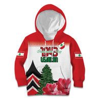 Custom Lebanon Independence Day Kid Hoodie Cyclamen Flowers Blooming - Wonder Print Shop