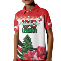 Custom Lebanon Independence Day Kid Polo Shirt Cyclamen Flowers Blooming - Wonder Print Shop