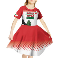 Custom Lebanon Independence Day Kid Short Sleeve Dress Cyclamen Flowers Blooming - Wonder Print Shop