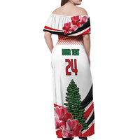 Custom Lebanon Independence Day Off Shoulder Maxi Dress Cyclamen Flowers Blooming - Wonder Print Shop