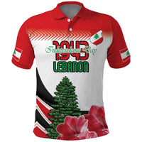 Custom Lebanon Independence Day Polo Shirt Cyclamen Flowers Blooming - Wonder Print Shop