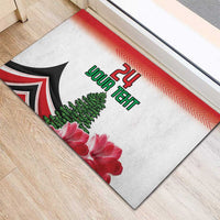 Custom Lebanon Independence Day Rubber Doormat Cyclamen Flowers Blooming - Wonder Print Shop