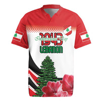 Custom Lebanon Independence Day Rugby Jersey Cyclamen Flowers Blooming - Wonder Print Shop