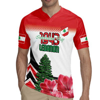 Custom Lebanon Independence Day Rugby Jersey Cyclamen Flowers Blooming - Wonder Print Shop