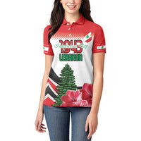 Custom Lebanon Independence Day Women Polo Shirt Cyclamen Flowers Blooming - Wonder Print Shop