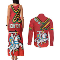 Personalized Lithuania Coat Of Arms Couples Matching Tank Maxi Dress and Long Sleeve Button Shirt Special Version - Wonder Print Shop