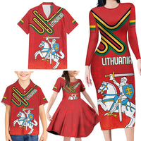 Personalized Lithuania Coat Of Arms Family Matching Long Sleeve Bodycon Dress and Hawaiian Shirt Special Version - Wonder Print Shop