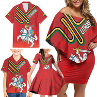 Personalized Lithuania Coat Of Arms Family Matching Off Shoulder Short Dress and Hawaiian Shirt Special Version - Wonder Print Shop
