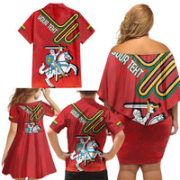 Personalized Lithuania Coat Of Arms Family Matching Off Shoulder Short Dress and Hawaiian Shirt Special Version - Wonder Print Shop