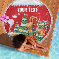 Romania Christmas Personalized Beach Blanket Romanian Folklore Capra Goat - Wonder Print Shop