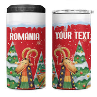 Romania Christmas Personalized 4 in 1 Can Cooler Tumbler Romanian Folklore Capra Goat - Wonder Print Shop