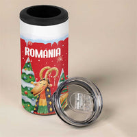 Romania Christmas Personalized 4 in 1 Can Cooler Tumbler Romanian Folklore Capra Goat - Wonder Print Shop