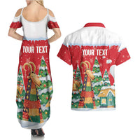 Romania Christmas Personalized Couples Matching Summer Maxi Dress and Hawaiian Shirt Romanian Folklore Capra Goat - Wonder Print Shop