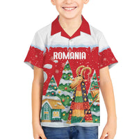 Romania Christmas Personalized Family Matching Off Shoulder Short Dress and Hawaiian Shirt Romanian Folklore Capra Goat - Wonder Print Shop