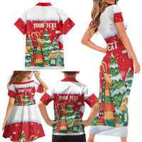 Romania Christmas Personalized Family Matching Short Sleeve Bodycon Dress and Hawaiian Shirt Romanian Folklore Capra Goat - Wonder Print Shop