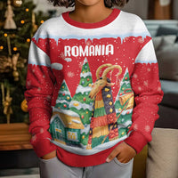 Romania Christmas Personalized Kid Ugly Christmas Sweater Romanian Folklore Capra Goat - Wonder Print Shop