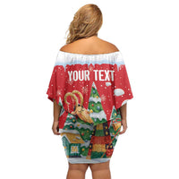 Romania Christmas Personalized Off Shoulder Short Dress Romanian Folklore Capra Goat - Wonder Print Shop