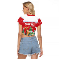 Romania Christmas Personalized Raglan Cropped T Shirt Romanian Folklore Capra Goat - Wonder Print Shop