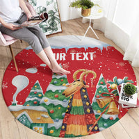 Romania Christmas Personalized Round Carpet Romanian Folklore Capra Goat - Wonder Print Shop